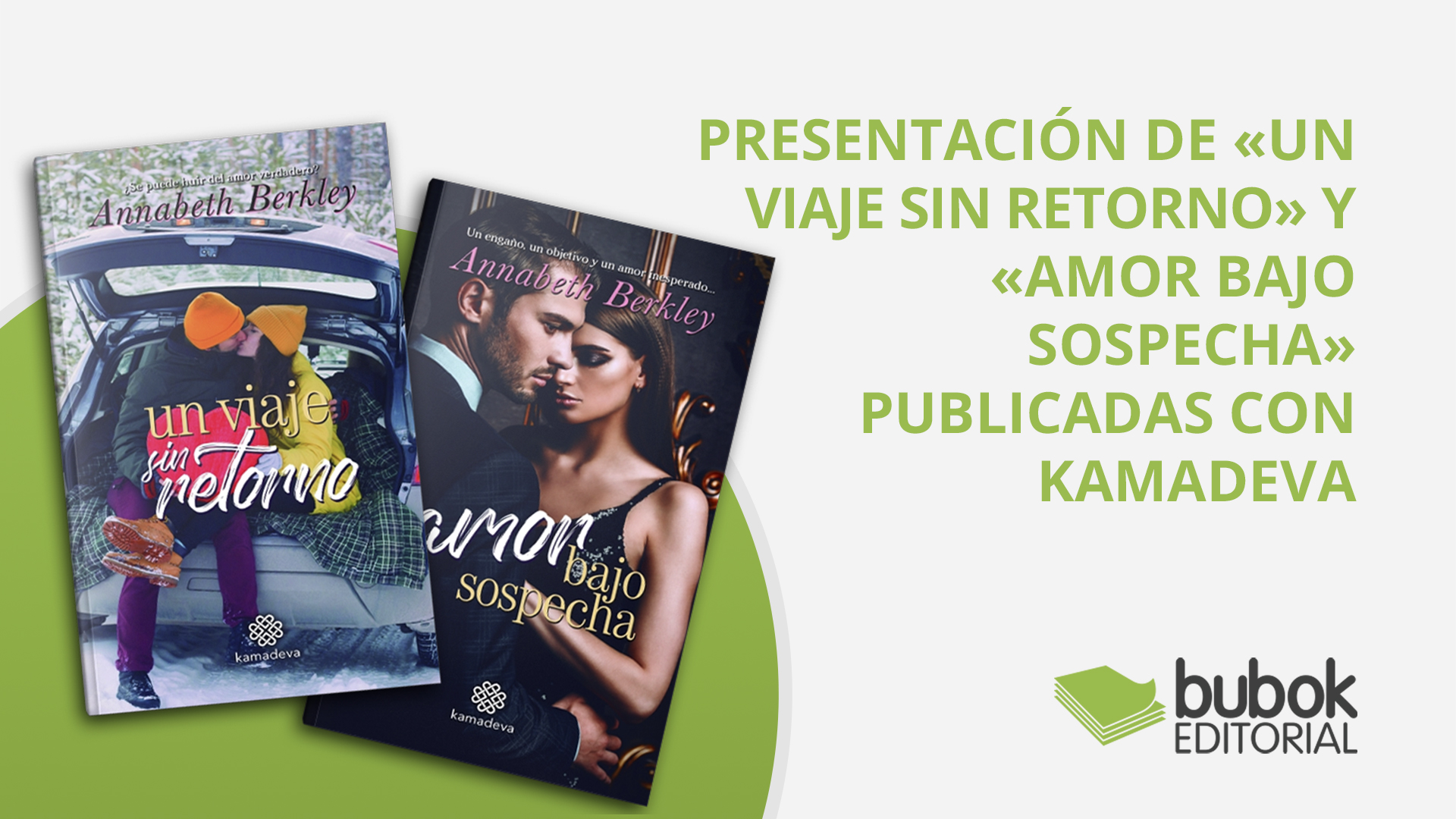 Presentación de «Un viaje sin retorno» y «Amor bajo sospecha» publicadas con Kamadeva