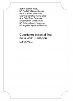 Cuestiones éticas al final de la vida: Sedación paliativa