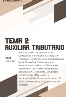 Tema 2. El Estatuto de Autonomía de la Comunidad Valenciana. Estructura y Principios Fundamentales. Competencias de la Generalitat Valenciana y su desarrollo normativo. La Generalitat Valenciana: Les Corts: composición, constitución y funciones. El Co